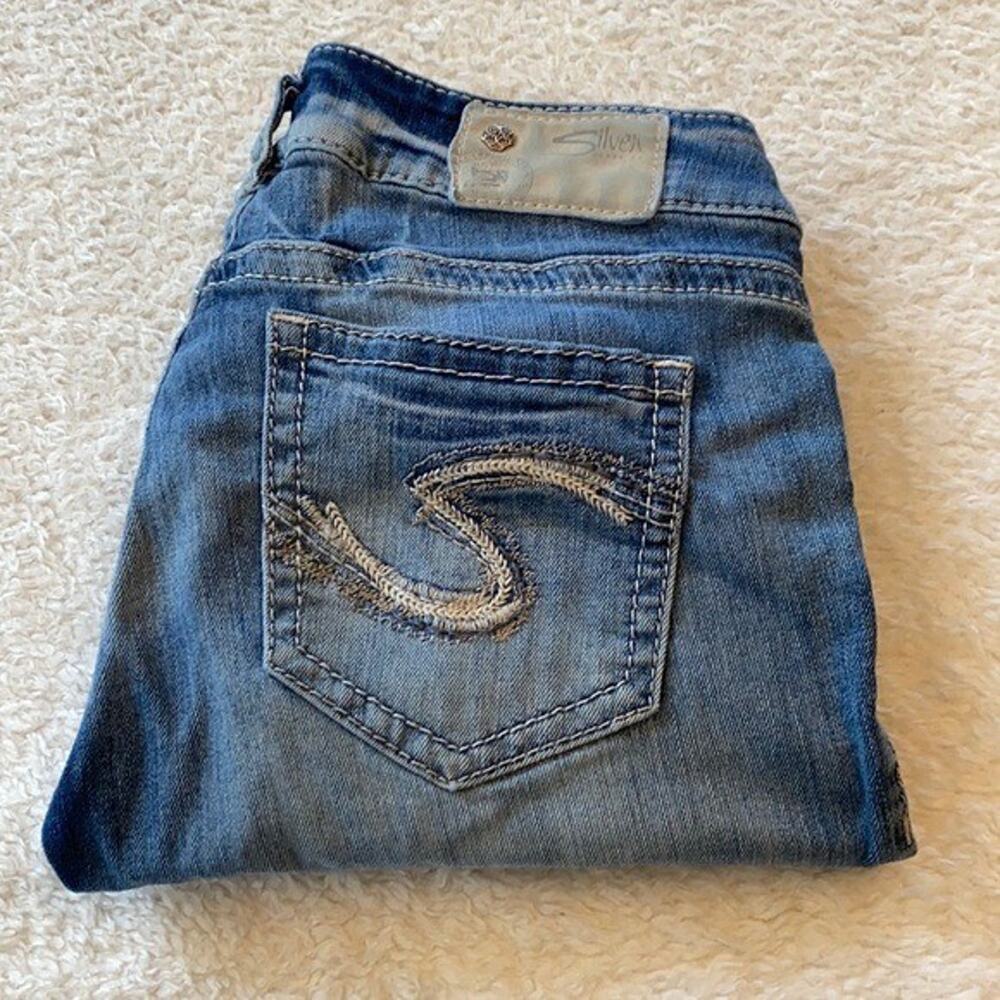 Silver Jeans Womens 28 Blue Suki Mid Capri Thick Stitch Western Rodeo Casual
